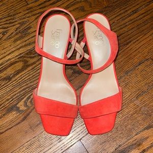 FRANCO SARTO Womens Red Heel Melody Slip On Leather Slingback Sandal 8.5